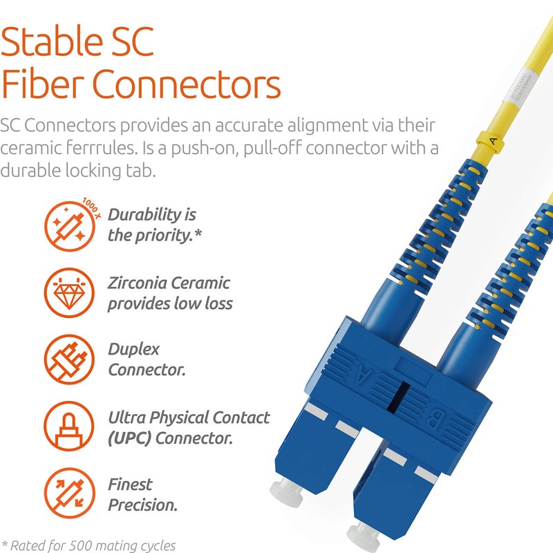 BEYONDTECH 3m (9.84ft) LC to SC Fiber Patch Cable â€“ UPC Single-Mode Duplex Fiber Optic Cable â€“ 9/125Âµm core, Compatible with OS1 & OS2 â€“ LSZH PUREOptics Series - Image 3